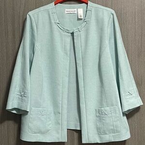 Alfred Dunner Open Blazer - Mint Green & Embellished - Size 18